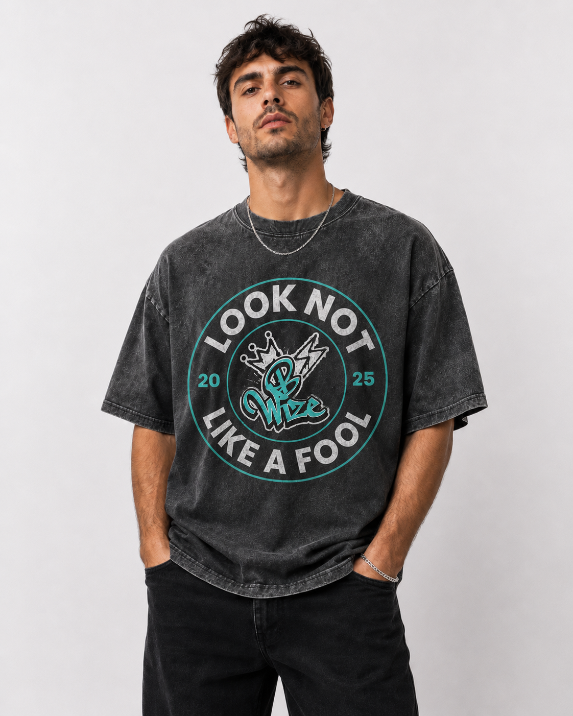 BWize Grey Stone Washed Tee - Aqua Agua Edition