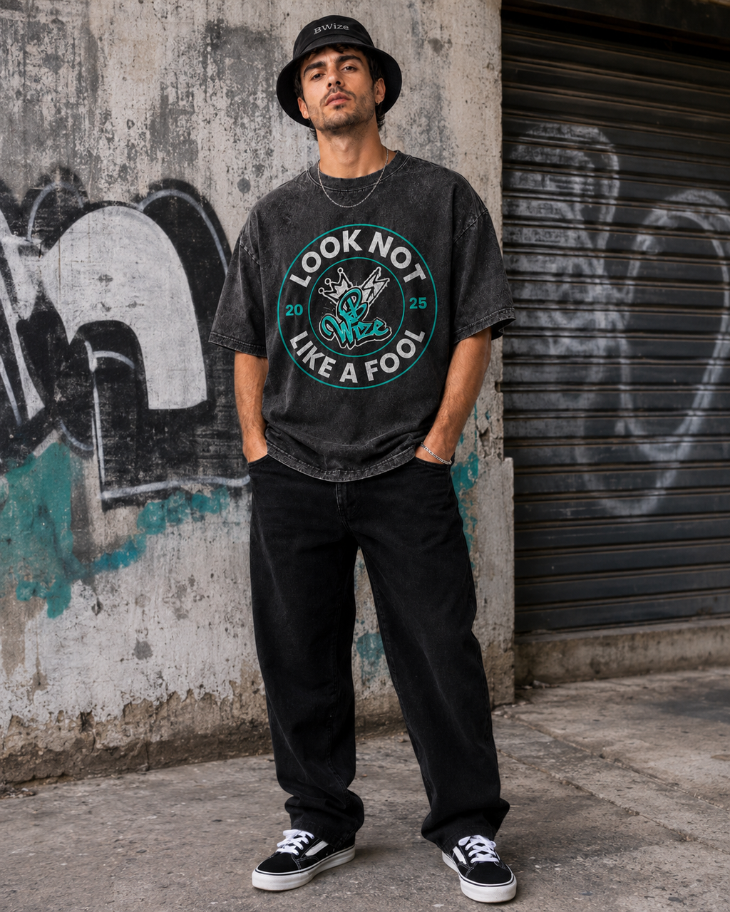 BWize Grey Stone Washed Tee - Aqua Agua Edition