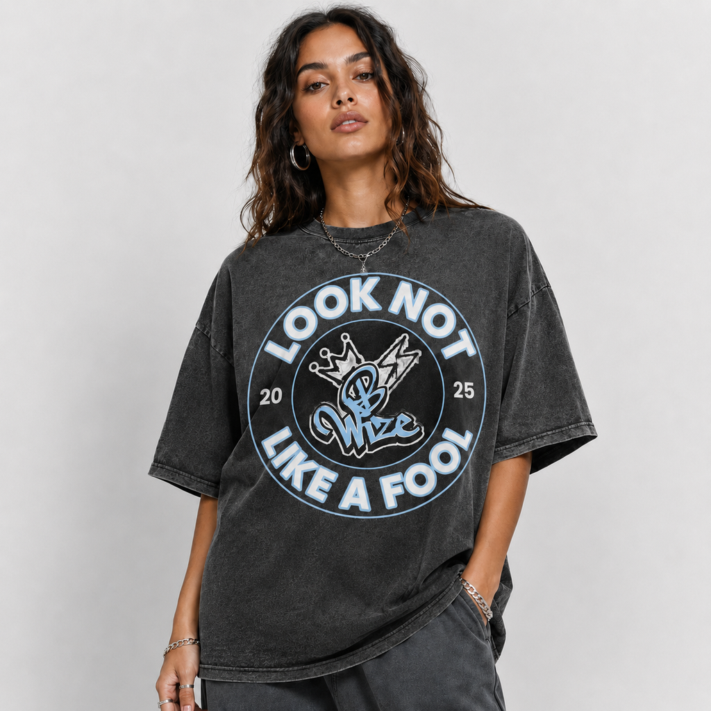 BWize Grey Stone Washed Tee - Ice Col Blue Edition