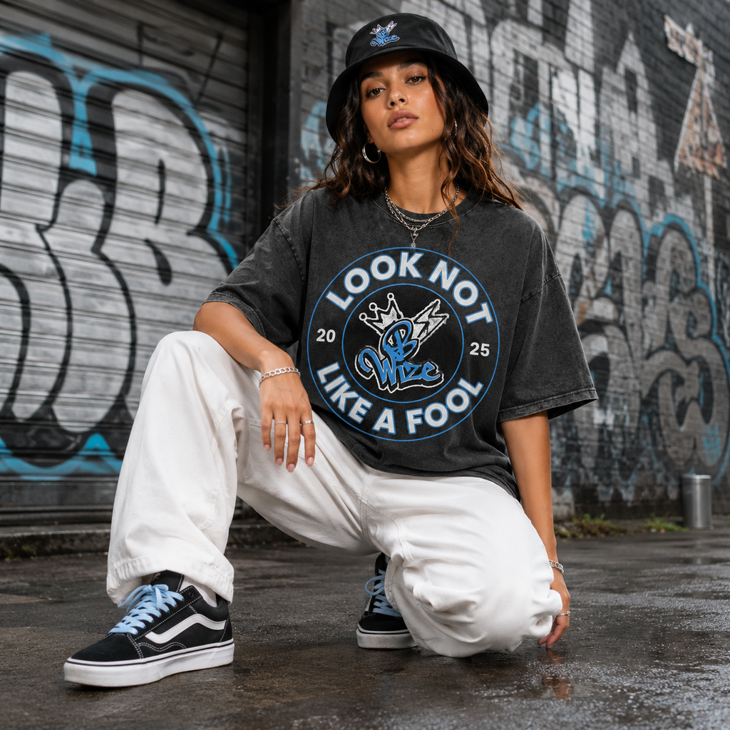 BWize Grey Stone Washed Tee - Ice Col Blue Edition
