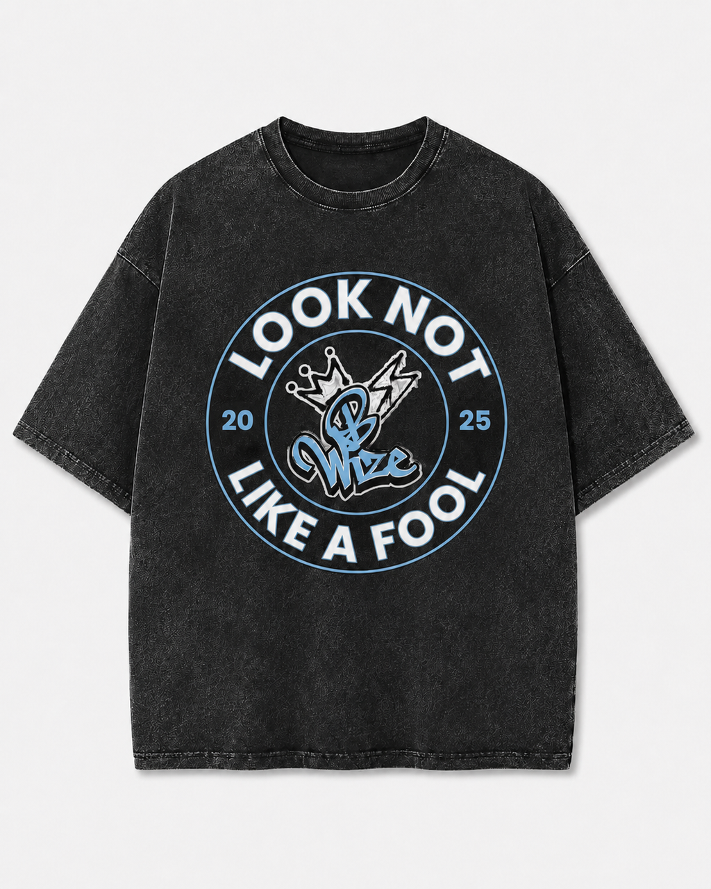 BWize Grey Stone Washed Tee - Ice Col Blue Edition