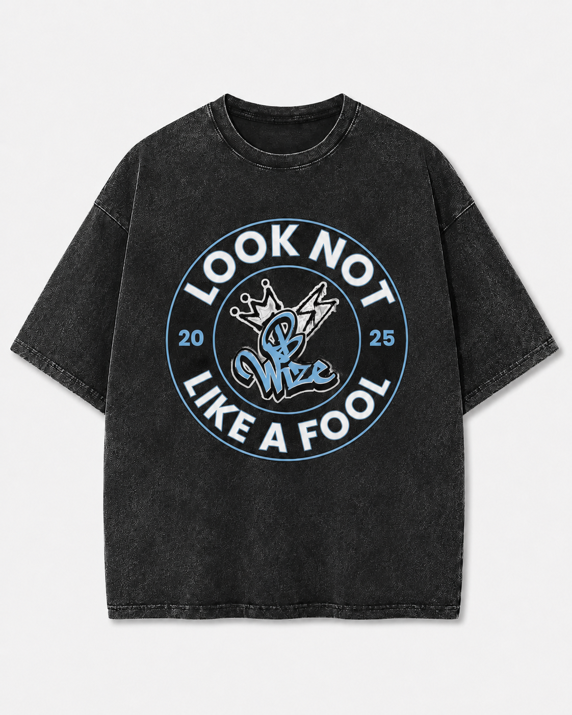 BWize Grey Stone Washed Tee - Ice Col Blue Edition