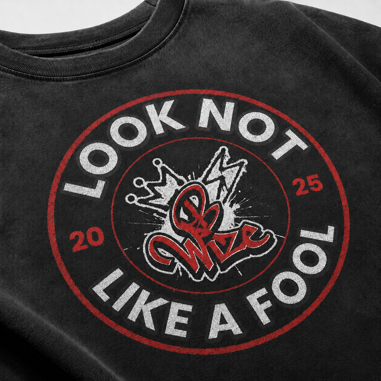 BWize Grey Stone Washed Tee - Roots Red Edition