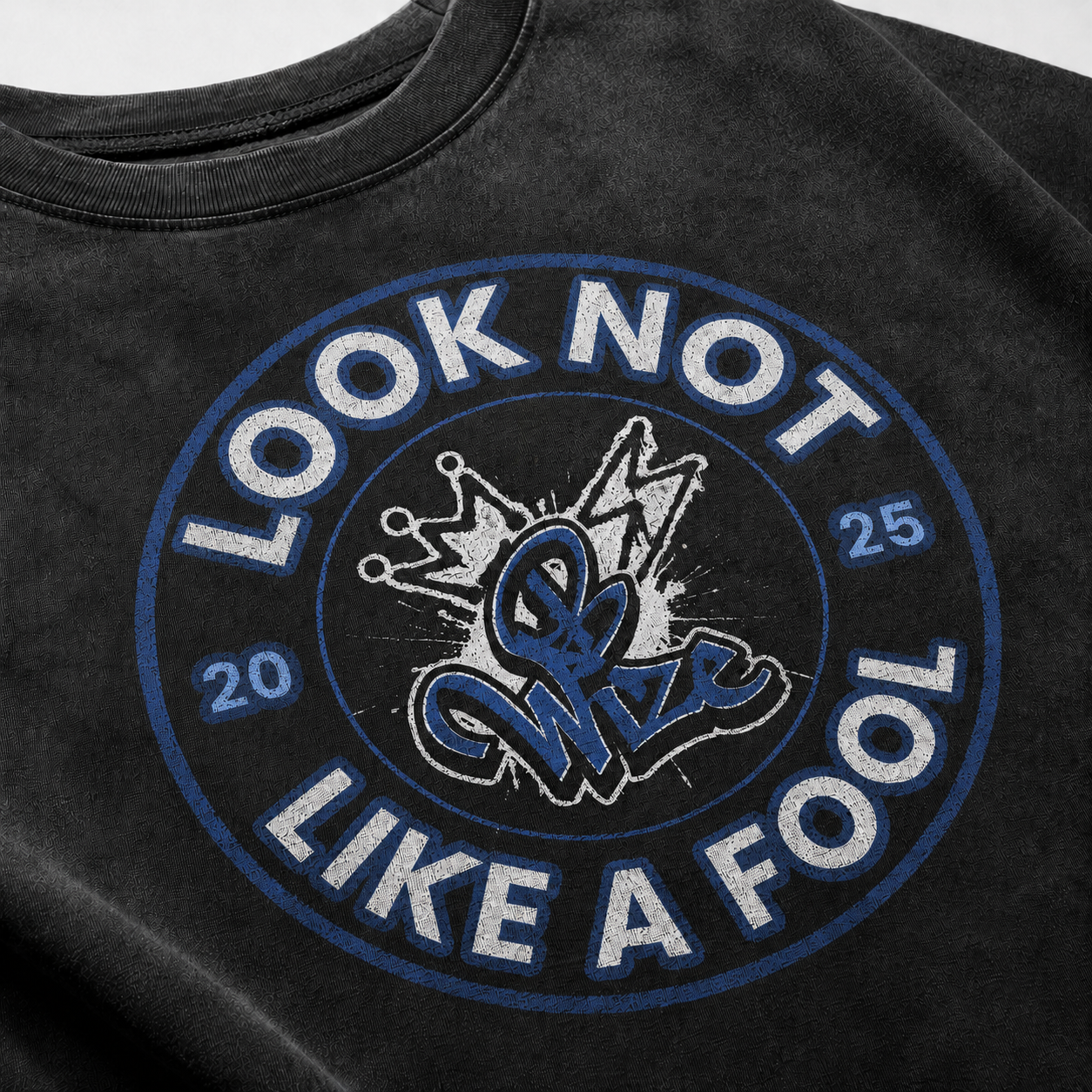 BWize Grey Stone Washed Tee - RoyAL Blue Edition