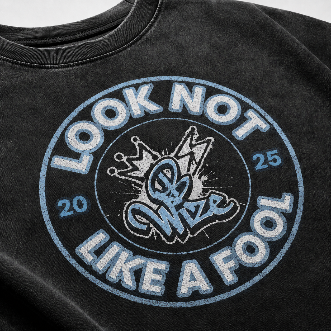 BWize Grey Stone Washed Tee - Ice Col Blue Edition