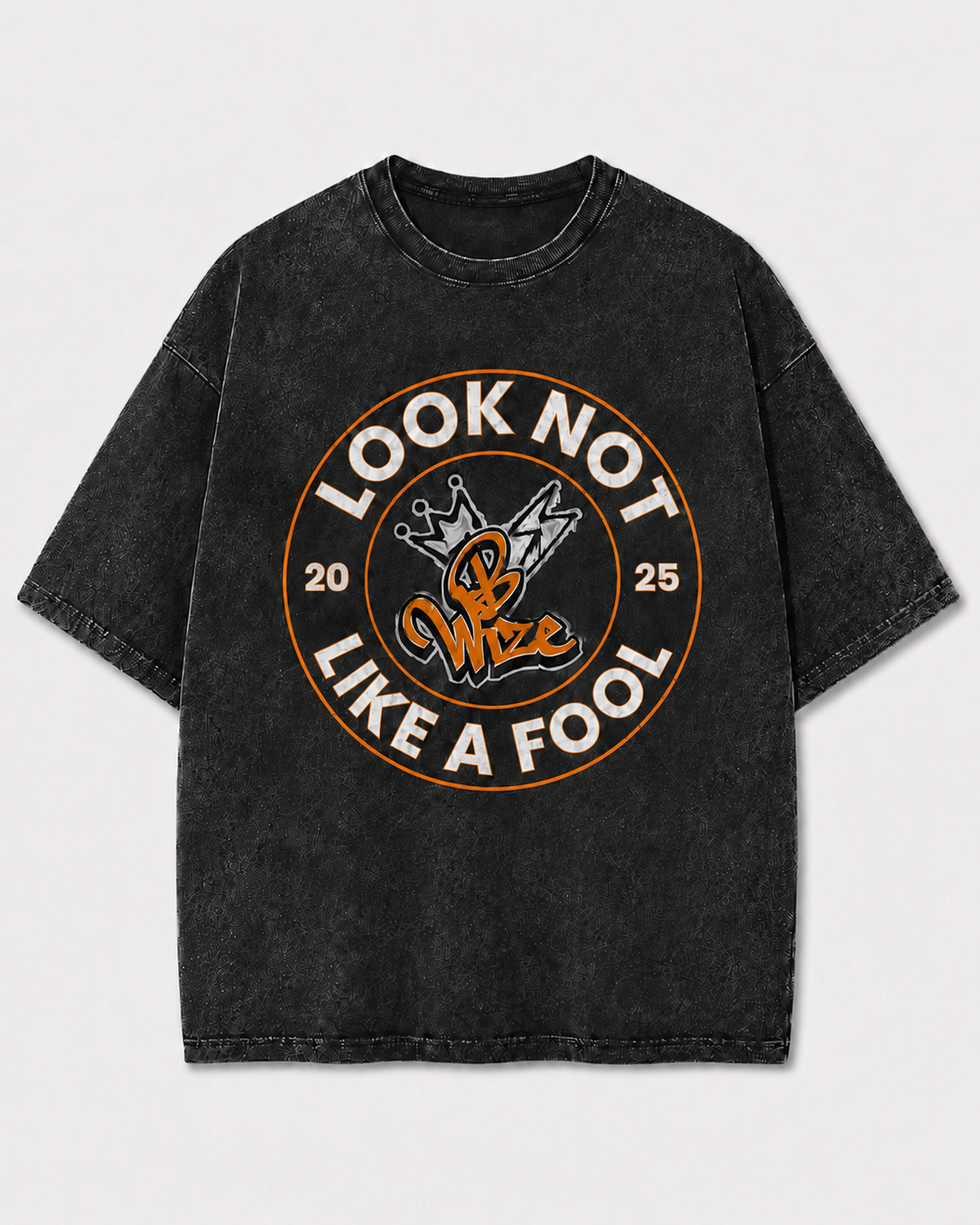 BWize Grey Stone Washed Tee - Orange Crush'n Edition