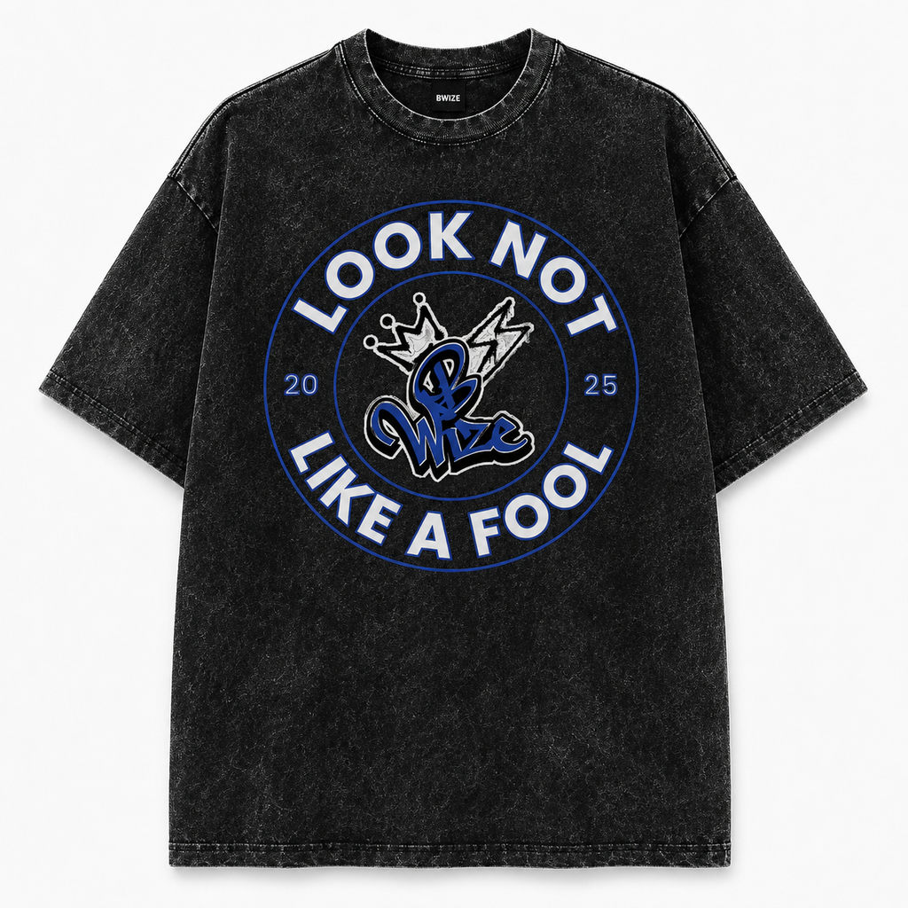 BWize Grey Stone Washed Tee - RoyAL Blue Edition