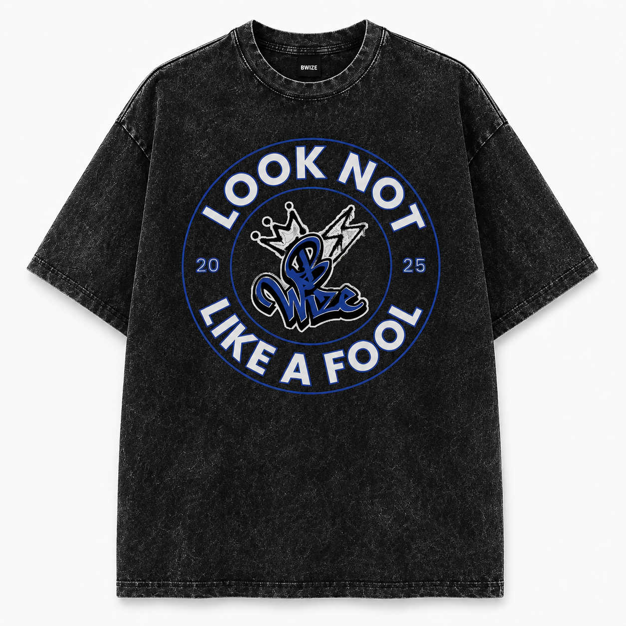 BWize Grey Stone Washed Tee - RoyAL Blue Edition