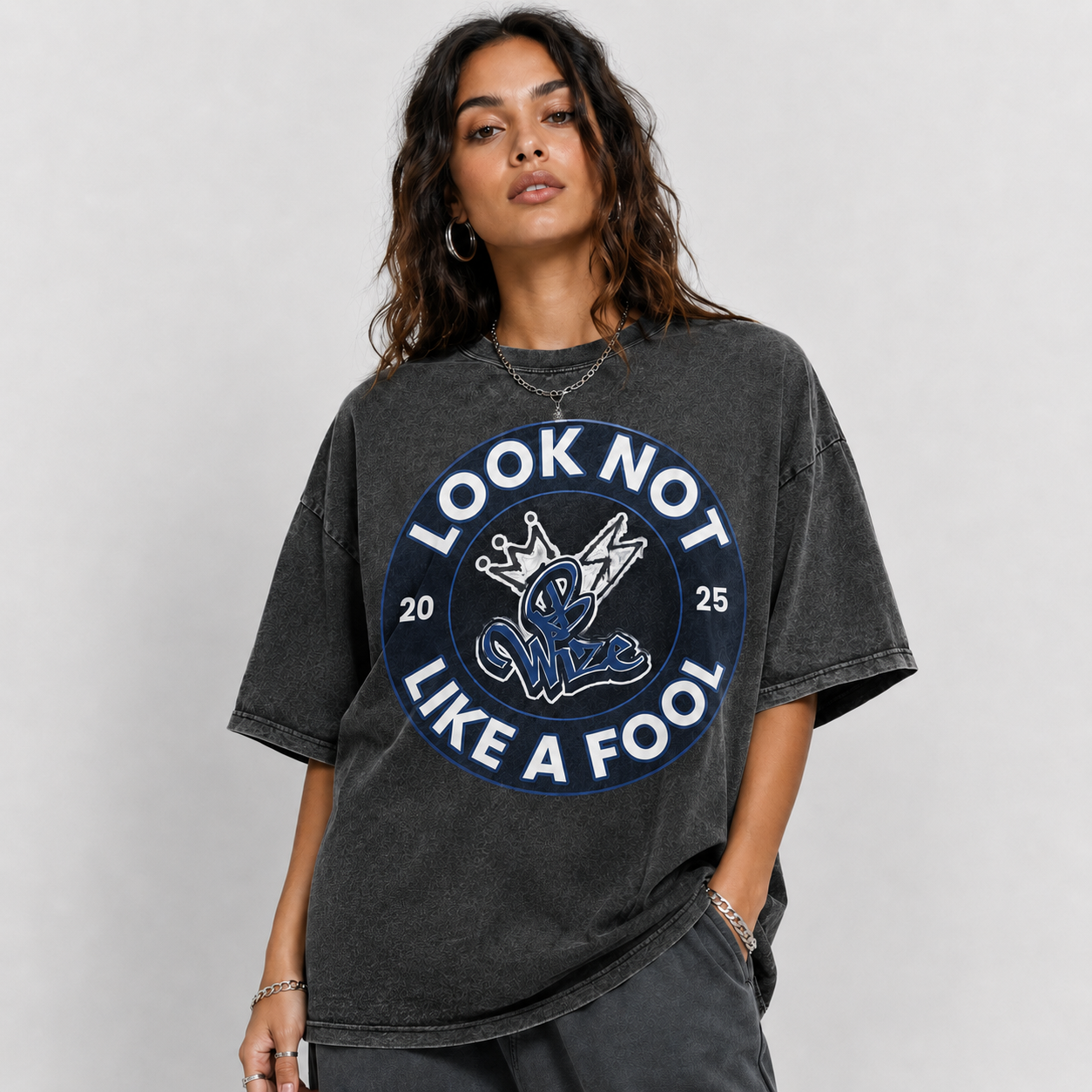 BWize Grey Stone Washed Tee - NCO Blue Edition