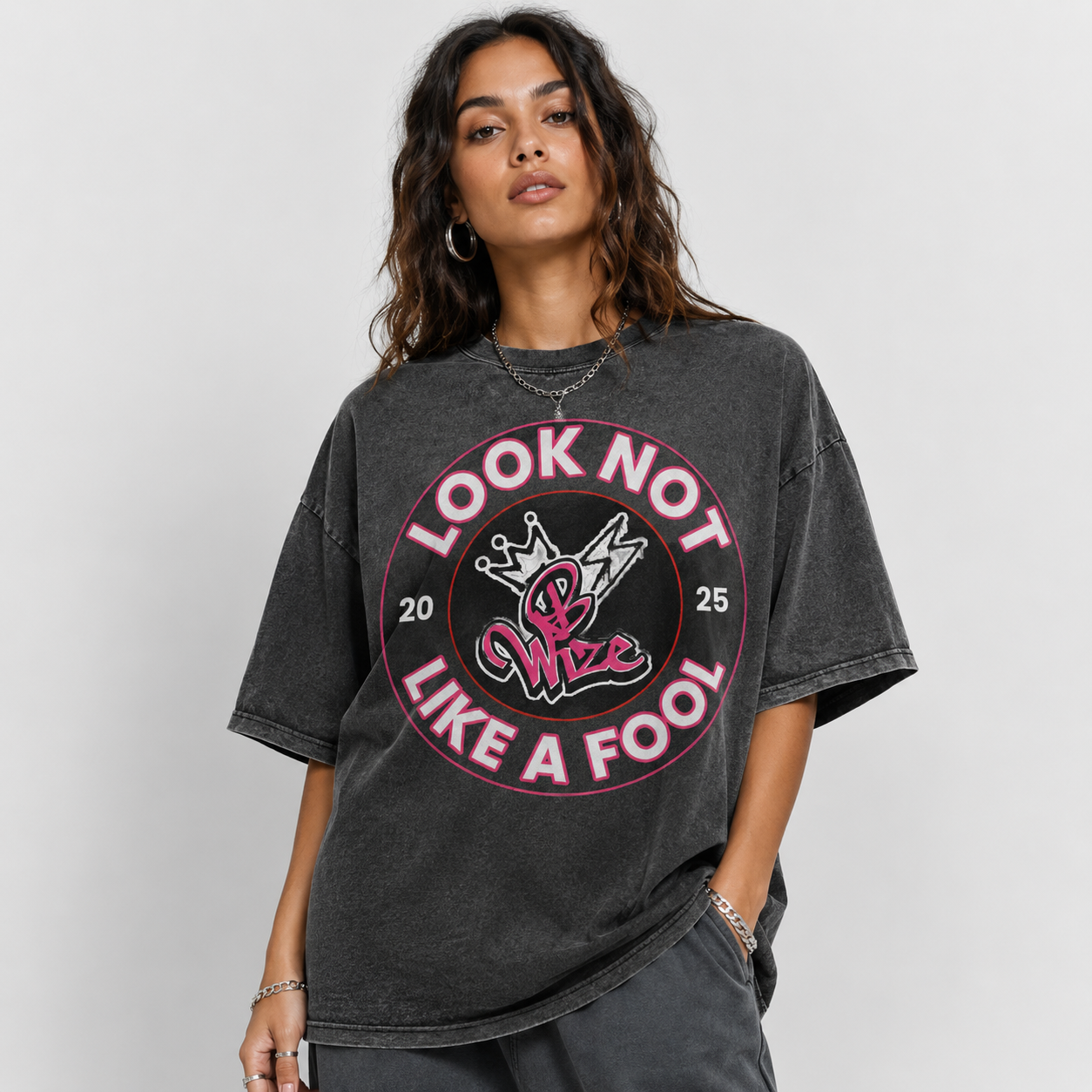 BWize Grey Stone Washed Tee - Pinky Pink Edition