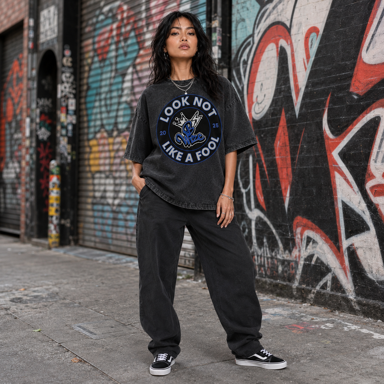 BWize Grey Stone Washed Tee - RoyAL Blue Edition