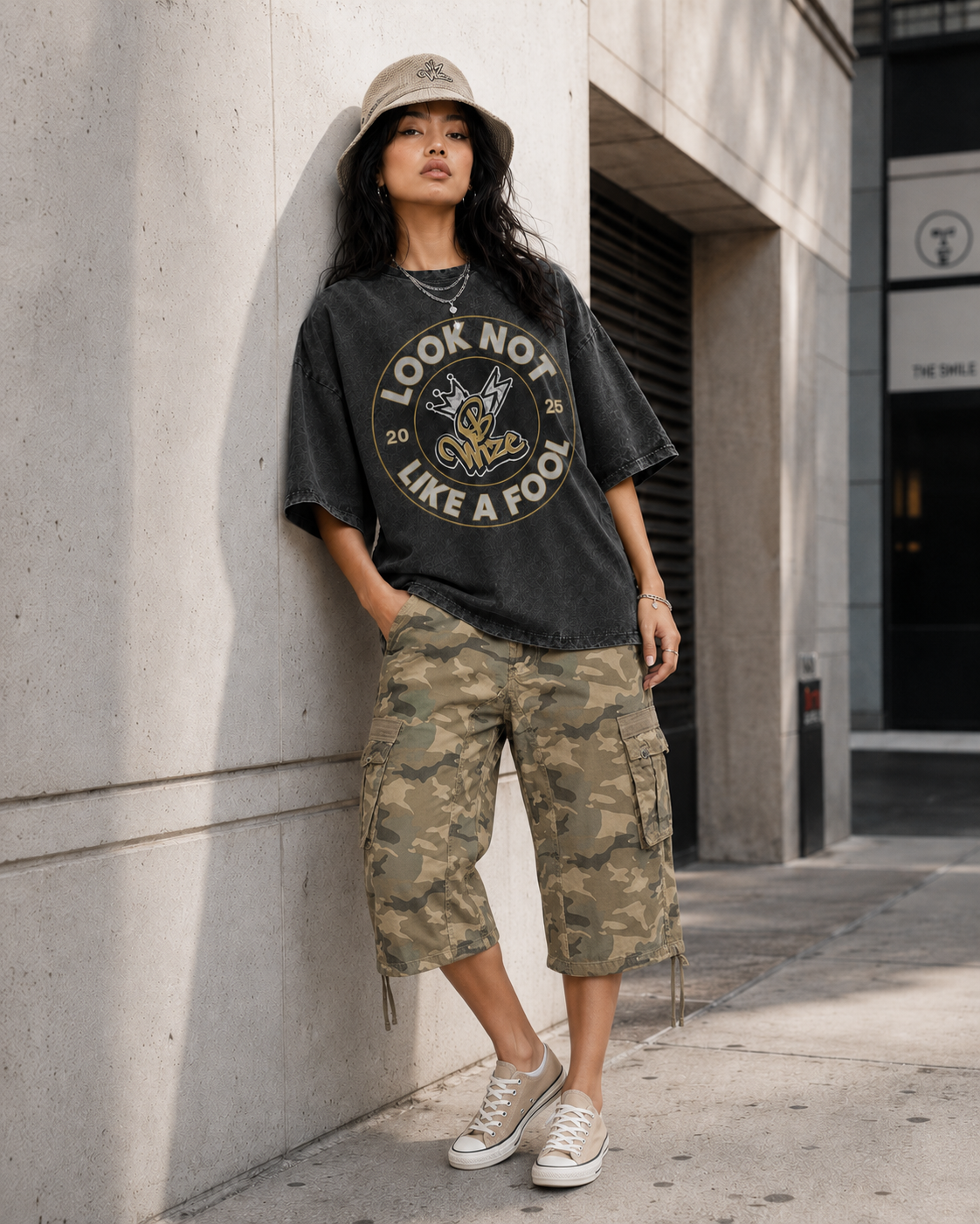 BWize Grey Stone Washed Tee - Sun Tan Edition